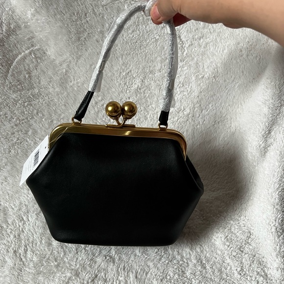 Black Coach Kisslock 16 Frame Bag with Gold Accents - Picture 3 of 5